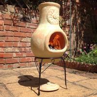 gardeco medalla small clay chiminea in yellow