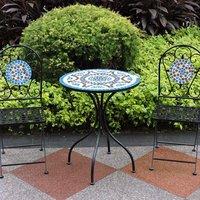 Garden Furniture World Essentials Bistro Set with Terracotta and Blue Mosaic Detail