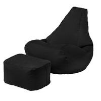 GardenFurnitureWorld Essentials Gaming Bean Bag Chair and Footstool in Black