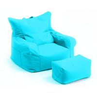 GardenFurnitureWorld Essentials Gaming Bean Bag Armchair and Footstool in Turquoise