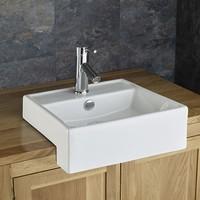 Gandra 38cm x 38cm Semi Recessed Square Inset Countertop Bathroom Sink