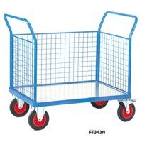 Galvanised Base Platform Trolley with 3 Mesh Sides 1200 x 800