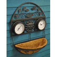 Garden Clock and Thermometer with Basket by Kingfisher