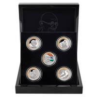 Gandhi Set of Five Fine Silver Coins