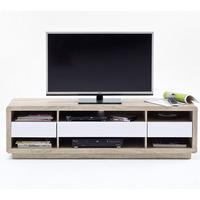 Garry LCD TV Stand In Rough Sawn Oak And White Gloss Fronts
