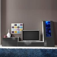 Gala Entertainment Unit Set 3 In White And Grey Gloss With LED
