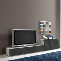 Gala White Entertainment Unit Set 2 With Grey Gloss Fronts