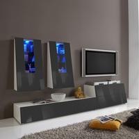 Gala Entertainment Unit Set 1 In White And Grey Gloss With LED