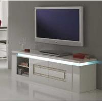 Garde Tv Stand In White Gloss And Diamante With Lights