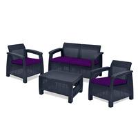 GardenFurnitureWorld Essentials Replacement Seat Cushions for 4 Piece Corfu Patio Set in Purple
