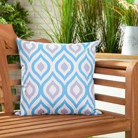 GardenFurnitureWorld Essentials 18 Inch Printed Scatter Cushion - Geometric Blue and Grey