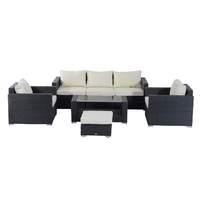 Garden Rattan Furniture 7 piece in Black