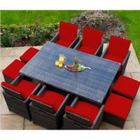 GardenFurnitureWorld Essentials Replacement Seat Cushions for 8 Seater Patio Cube Sets in Red