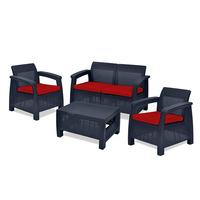 GardenFurnitureWorld Essentials Replacement Seat Cushions for 4 Piece Corfu Patio Set in Red