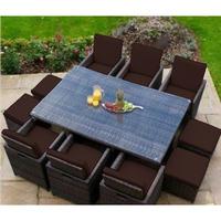 GardenFurnitureWorld Essentials Replacement Seat Cushions for 8 Seater Patio Cube Sets in Brown