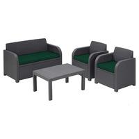 GardenFurnitureWorld Essentials Replacement Seat Cushions for Carolina Lounge Sofa Set in Green