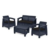 GardenFurnitureWorld Essentials Replacement Seat Cushions for 4 Piece Corfu Patio Set in Black