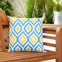 GardenFurnitureWorld Essentials 18 Inch Printed Scatter Cushion - Geometric Blue and Yellow