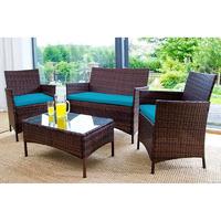 GardenFurnitureWorld Essentials Replacement Seat Cushions for 3 Piece Patio Set in Turquoise