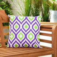 GardenFurnitureWorld Essentials 18 Inch Printed Scatter Cushion - Geometric Purple and Lime