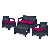 GardenFurnitureWorld Essentials Replacement Seat Cushions for 4 Piece Corfu Patio Set in Pink
