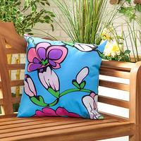 GardenFurnitureWorld Essentials 18 Inch Printed Scatter Cushion - Funky Flower Aqua