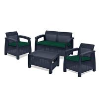 GardenFurnitureWorld Essentials Replacement Seat Cushions for 4 Piece Corfu Patio Set in Green