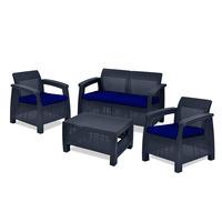 GardenFurnitureWorld Essentials Replacement Seat Cushions for 4 Piece Corfu Patio Set in Blue