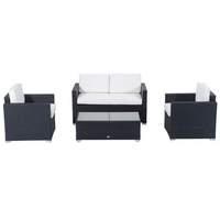 Garden Rattan Furniture 4 Piece Sofa Table in Black