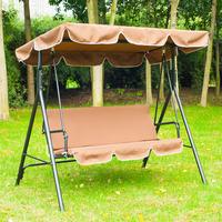 garden 3 seater swing chair in brown