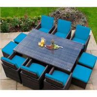GardenFurnitureWorld Essentials Replacement Seat Cushions for 8 Seater Patio Cube Sets in Turquoise