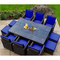 GardenFurnitureWorld Essentials Replacement Seat Cushions for 8 Seater Patio Cube Sets in Blue