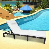 garden rattan furniture sun lounger recliner in mixed brown