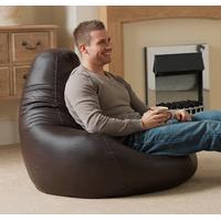 Gaming Bean Bag Recliner Faux Leather Brown