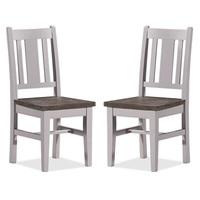 Galleon Wooden Dining Chair In Cotton White In A Pair