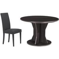 Gami Palace Plum Dining Set - Round Extending with Ava Black Chairs