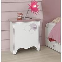 Gami Elisa White and Lilac Pink Bedside Cabinet - 1 Door