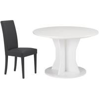 Gami Palace White Dining Set - Round Extending with Ava Black Chairs