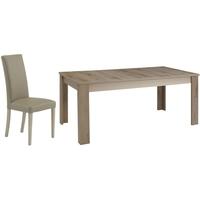 Gami Sha Smoky Oak Dining Set - Rectangular Extending with Ava Taupe Chairs