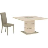 Gami Hanna Bleached Ash Dining Set - Square with 4 Ava Taupe Chairs