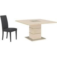 Gami Hanna Bleached Ash Dining Set - Square with 4 Ava Black Chairs