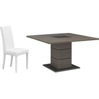 Gami Hanna Ceruse Oak Dining Set - Square with 4 Ava White Chairs