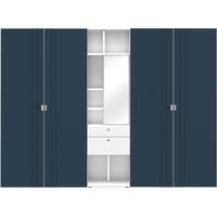 Gautier Odea White Lacquered Vanity Unit with Coral Blue Textile Wardrobe - 4 Door