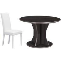 Gami Palace Plum Dining Set - Round Extending with Ava White Chairs