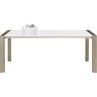 Gautier Setis White Lacquer Dining Table - Rectangular Extending with Champagne Base