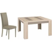 Gami Atlanta Light Oak Dining Set - Square Extending with Ava Taupe Chairs