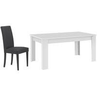 gami palace white dining set rectangular with 6 ava black chairs