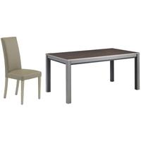 Gami Chester Copper Ash Dining Set - Rectangular Extending with Ava Taupe Chairs