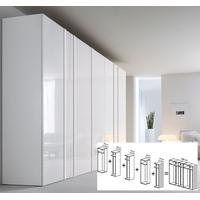 Gautier Odea White Lacquered Glass Door Wardrobe - W 300cm (5 x 60cm)