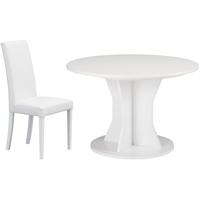 Gami Palace White Dining Set - Round Extending with Ava White Chairs